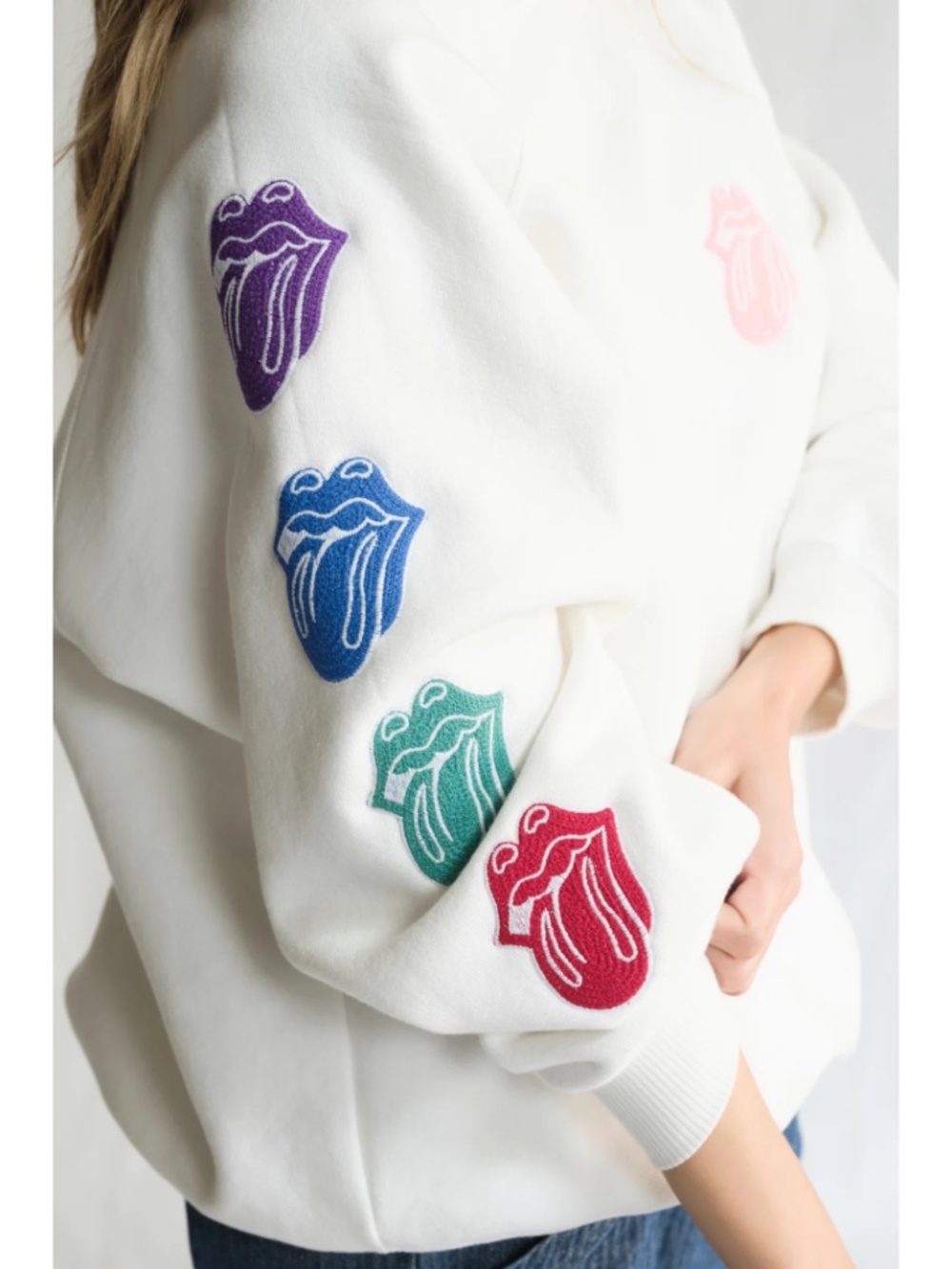 PEOPLE OF LEISURE THE ROLLING STONES SHE'S A RAINBOW CREWNECK